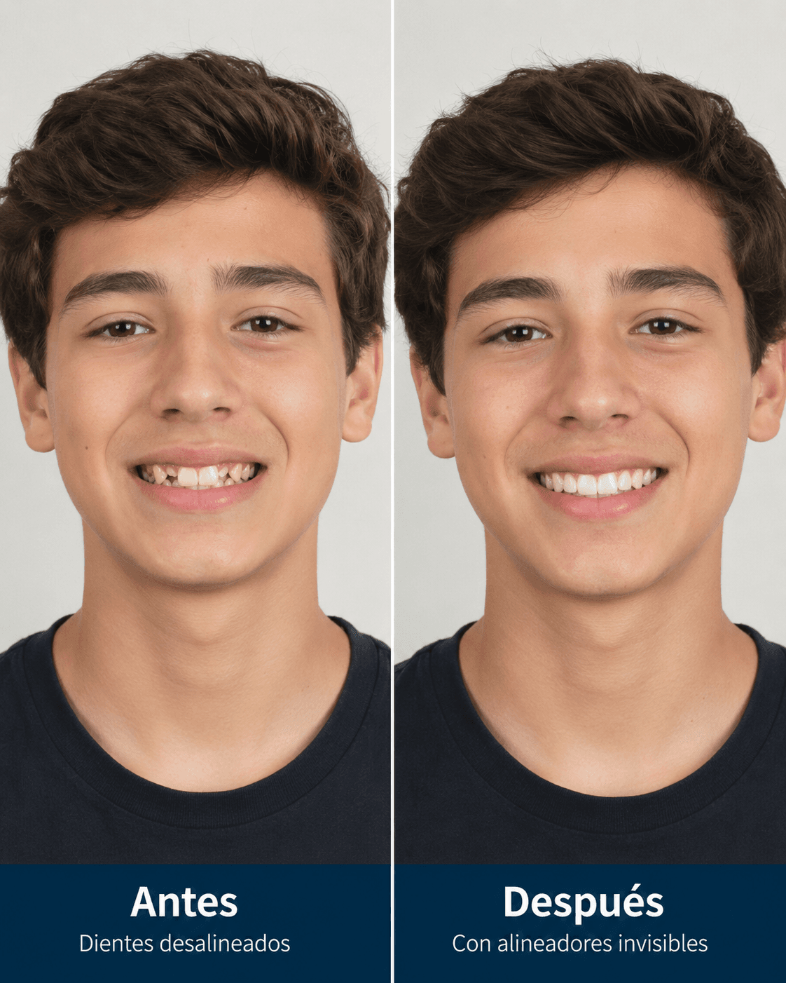 Caso real de ortodoncia invisible en adolescente - antes y después